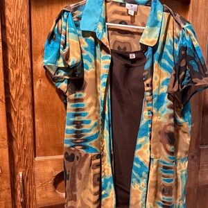 Worthington Blue and Brown Patterned Blouse